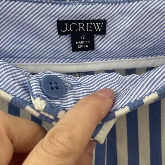 J. Crew 2023 12 4” Stretch Chino Short Stripe Blue / White BQ797 - Picture 3 of 6